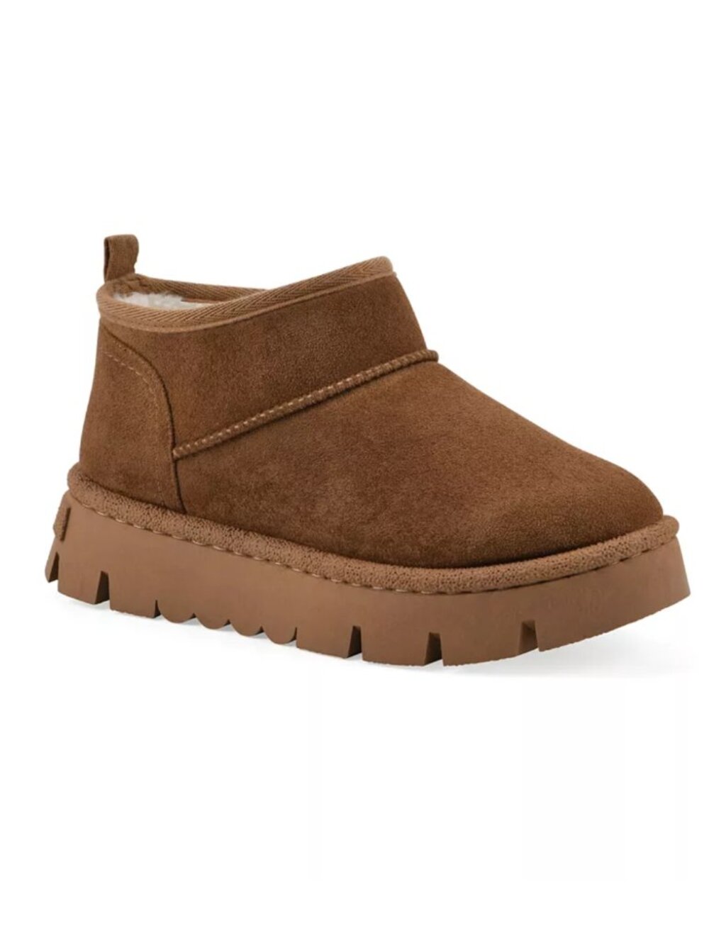 White Mountain Toree Cozy Shearling Platform Ankle Boots Chestnut - 9